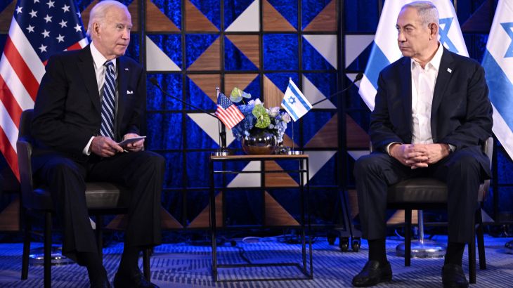 Joe Biden and Benjamin Netanyahu in Tel Aviv