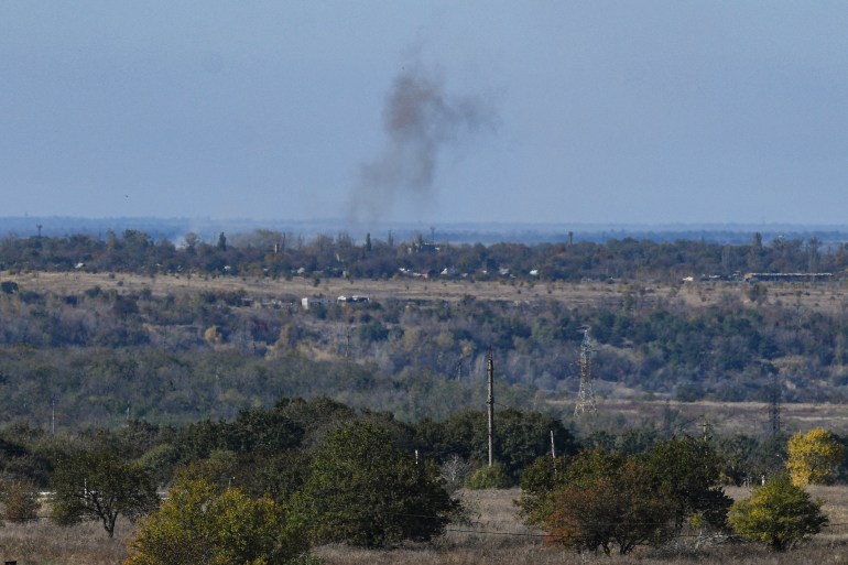 Smoke rising from the town of Avdiivka