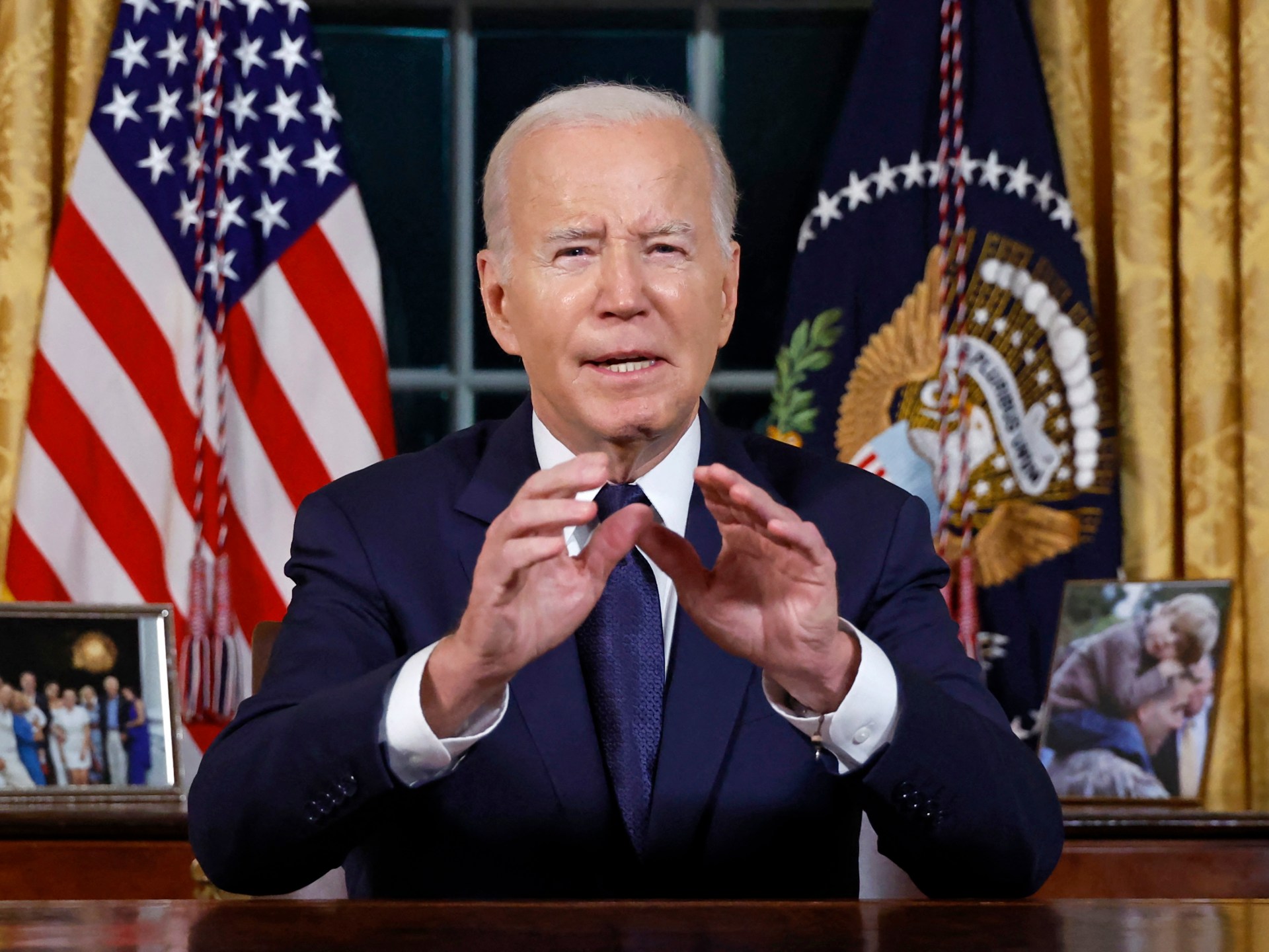 Biden says US ‘holds world collectively’ as he condemns Putin and Hamas | Battle Information