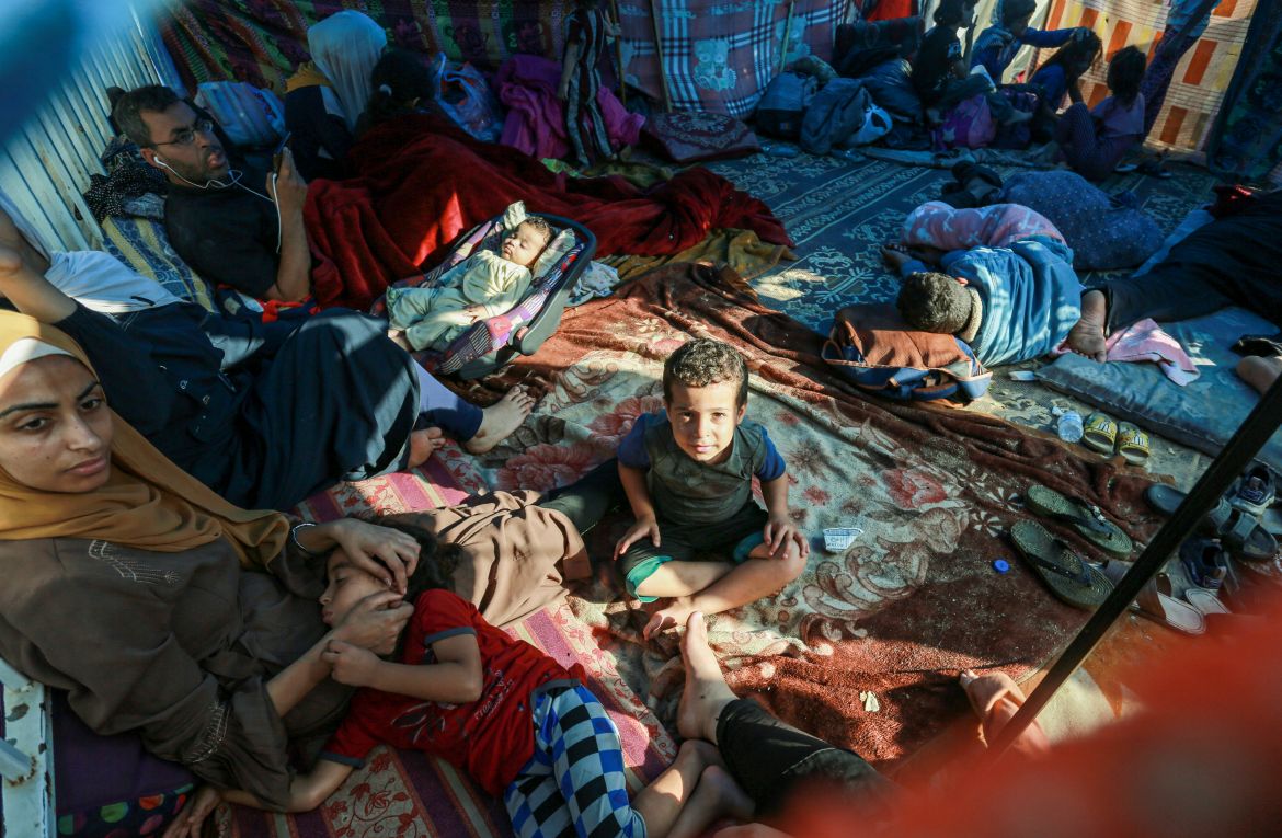 Family sheltering at Al-Shifa hosital in Gaza