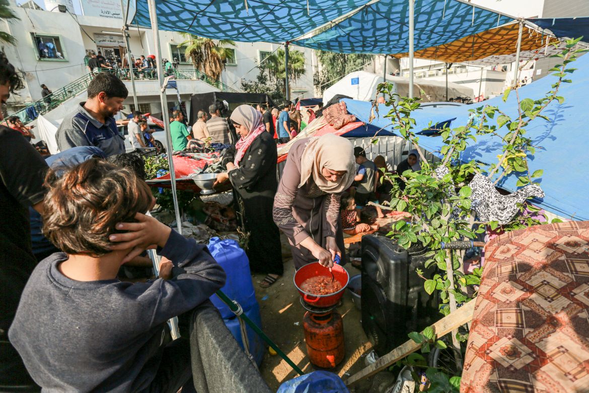 Family sheltering at Al-Shifa hosital in Gaza