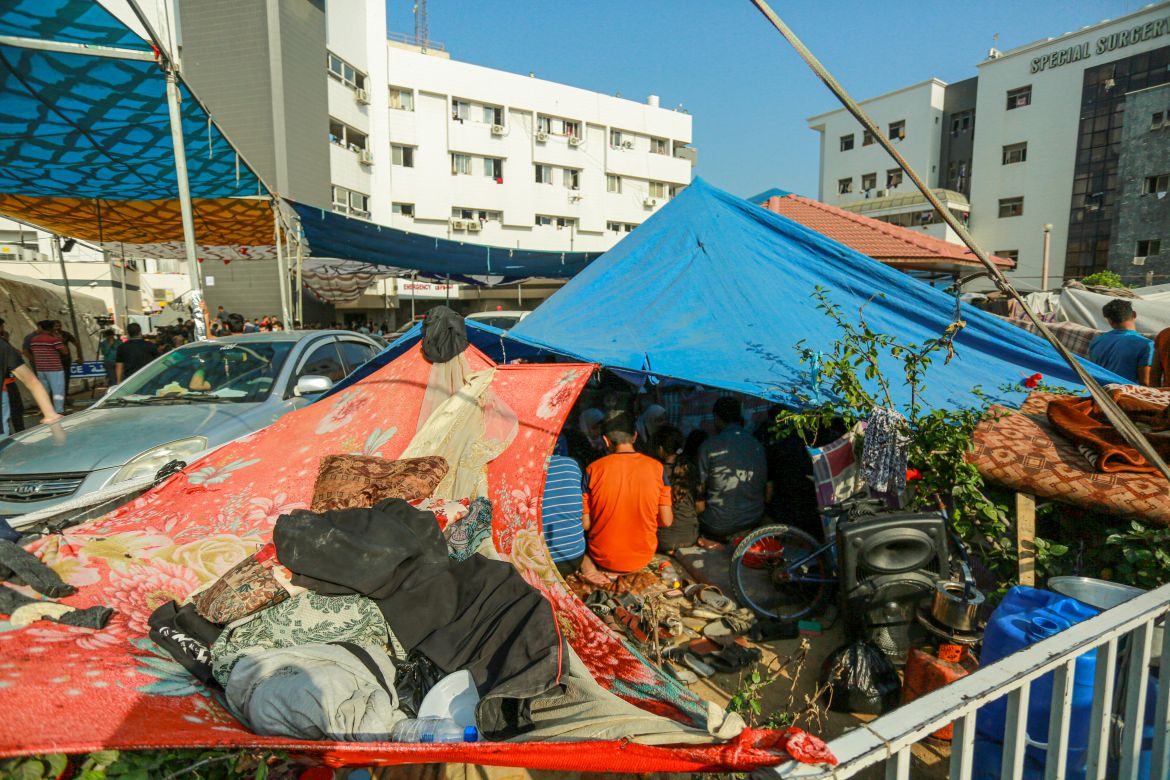 Family sheltering at Al-Shifa hosital in Gaza