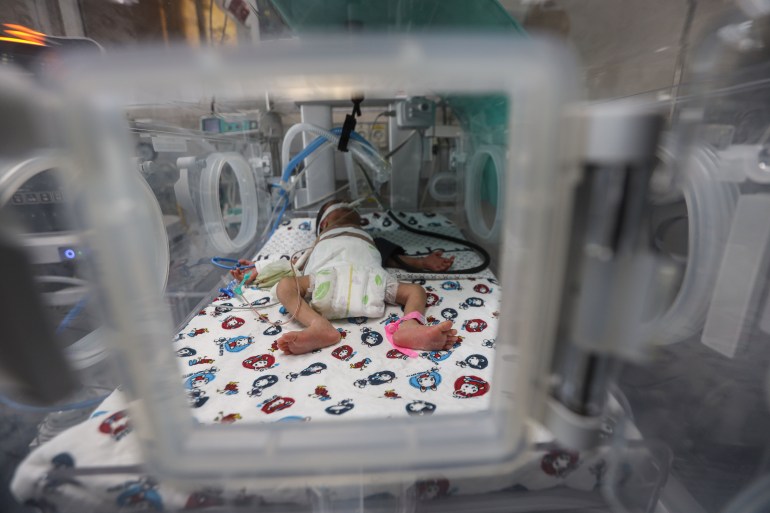 Son of Maryam al-Harsh, premature baby whose entire family was killed on Friday October 13