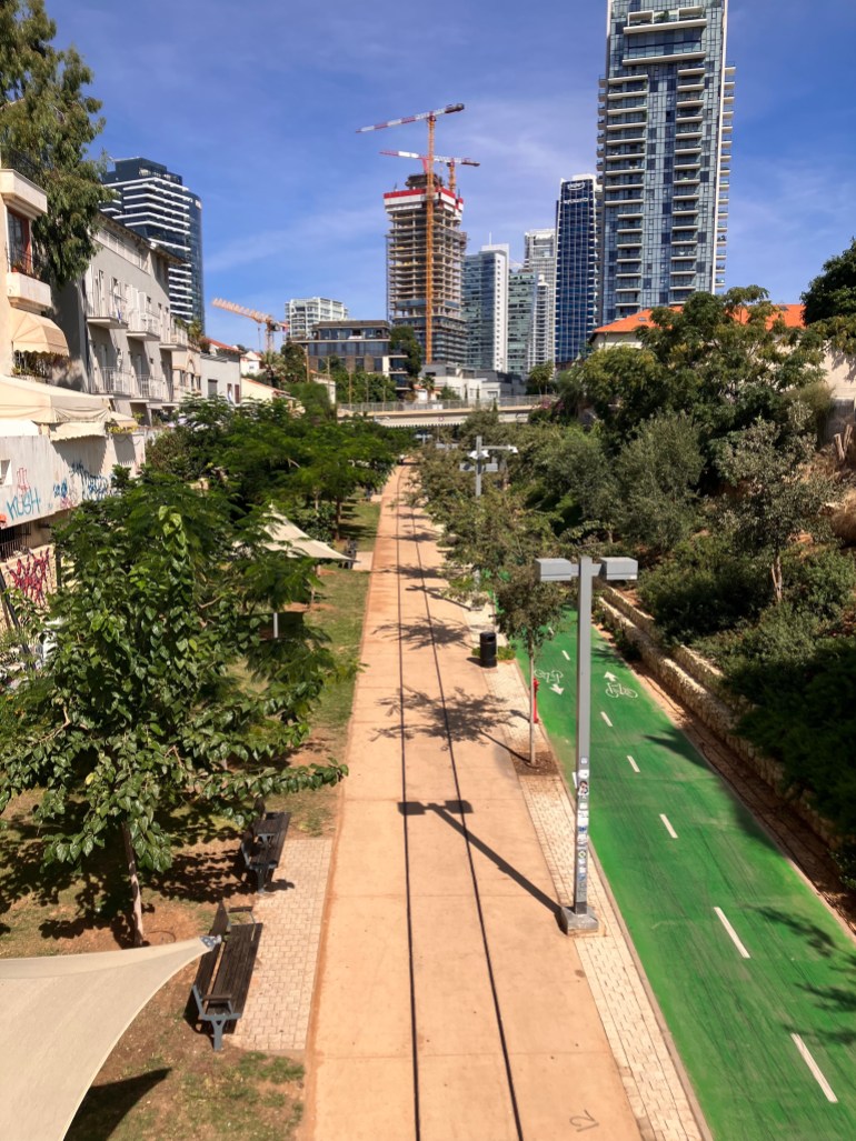 A popular pedestrian street in the heart of Tel Aviv, completely devoid of people, on Saturday October 7, 2023.-1696679784