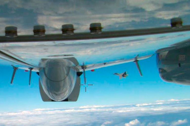 An intercept of a US military plane by a Chinese one above the Pacific Ocean in January 2023.
