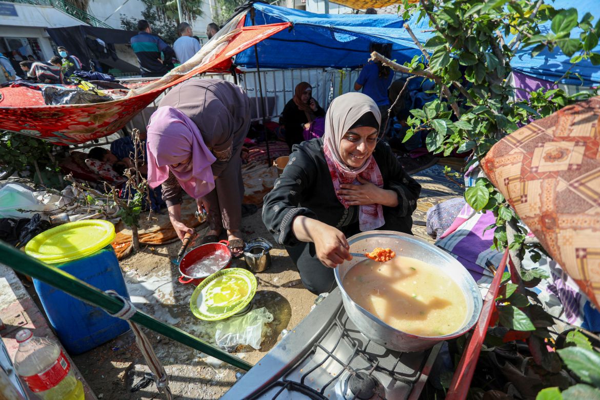 Family sheltering at Al-Shifa hosital in Gaza