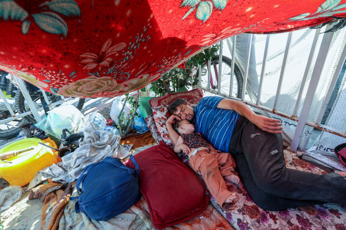 Family sheltering at Al-Shifa hosital in Gaza