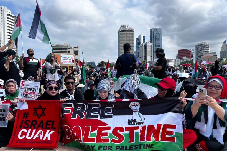 Thousands rally in support of Palestine in Kuala Lumpur, Malaysia on October 22, 2023.