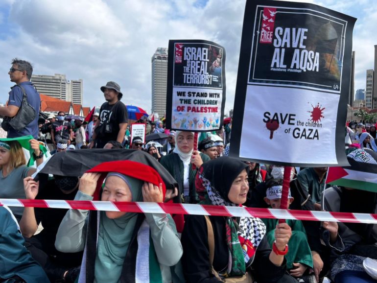 Malaysians rally to support Palestinian children in Gaza on October 22, 2023.
