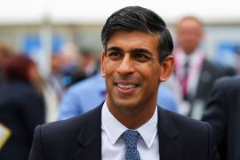 Prime Minister Rishi Sunak attends the Conservative Party&#39;s annual conference in Manchester on Monday [Toby Melville/Reuters]