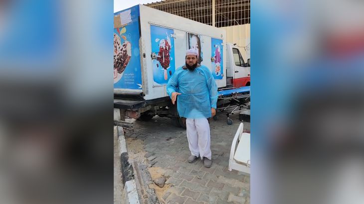 Hospital morgues in Gaza are being overwhelmed by the number of people killed in Israeli air attacks, so ice cream trucks and refrigerated food vehicles are being used to store bodies.