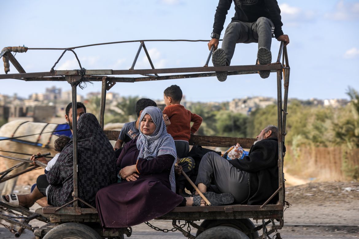 Palestinians gave been forced to leave Gaza City and Northern Gaza, making their way to the central region of the coastal territory