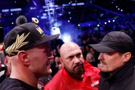 Tyson Fury faces off with Oleksandr Usyk