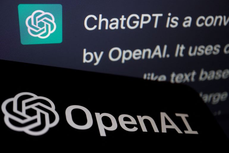 The logo of OpenAI is displayed near a response by its AI chatbot ChatGPT on its website, in this illustration picture taken February 9, 2023