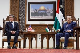 US Secretary of State Antony Blinken meets with Palestinian President Mahmoud Abbas in Ramallah in the Israeli-occupied West Bank on November 5, 2023 [Reuters/Jonathan Ernst]