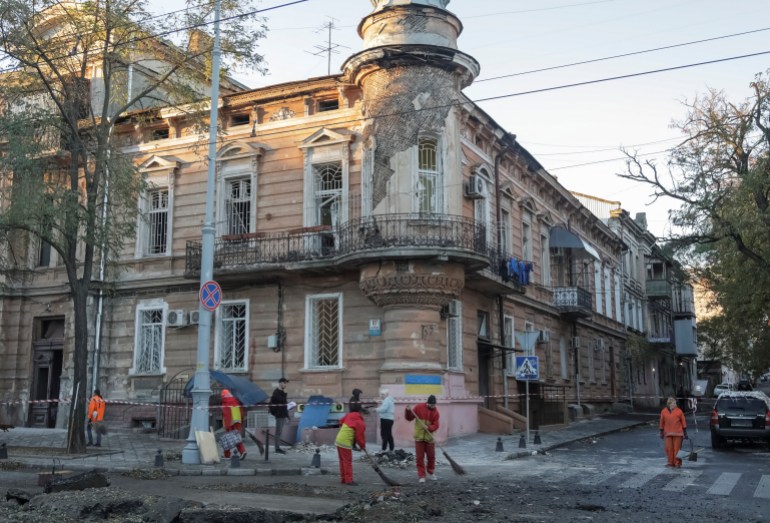 Missile and drone attack overnight, damaged civilian and industry infrastructure in and around Odesa, Ukraine on November 6 2023. [Nina Liashonok/Reuters]