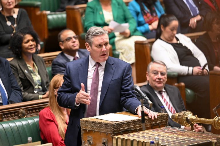 Keir Starmer, leader of Britain's Labour Party, speaks during the Prime Minister's Questions, at the House of Commons