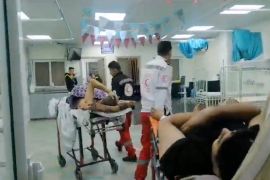 Evacuated patients from Shifa arrive at Gaza European Hospital in Khan Younis, in the southern Gaza Strip