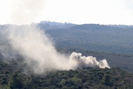 Smoke billows up from Israeli shelling on the outskirts of the village of Tair Harfa in southern Lebanon near the border with Israel on November 18, 2023 [File: AFP]
