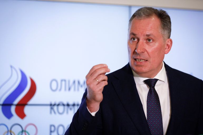 Stanislav Pozdnyakov attends a news conference in Moscow, Russia, on March 25, 2021.