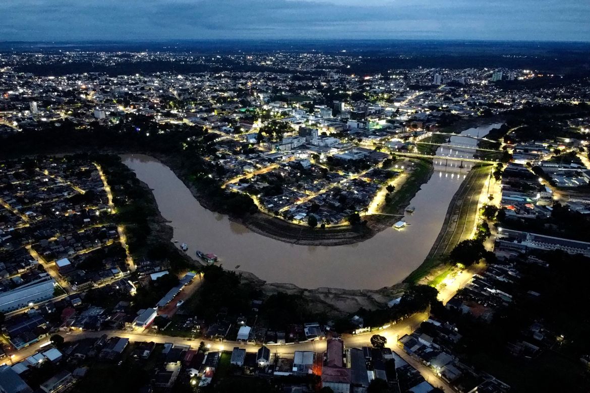 The Acre River winds through the city of Rio Branco, Acre state, Brazil.