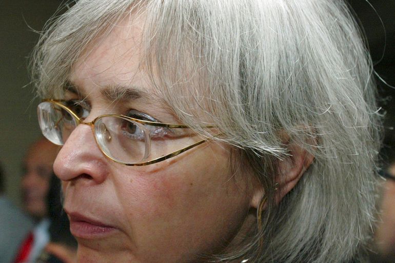 A July 2006 file photo of Russian journalist Anna Politkovskaya in Moscow