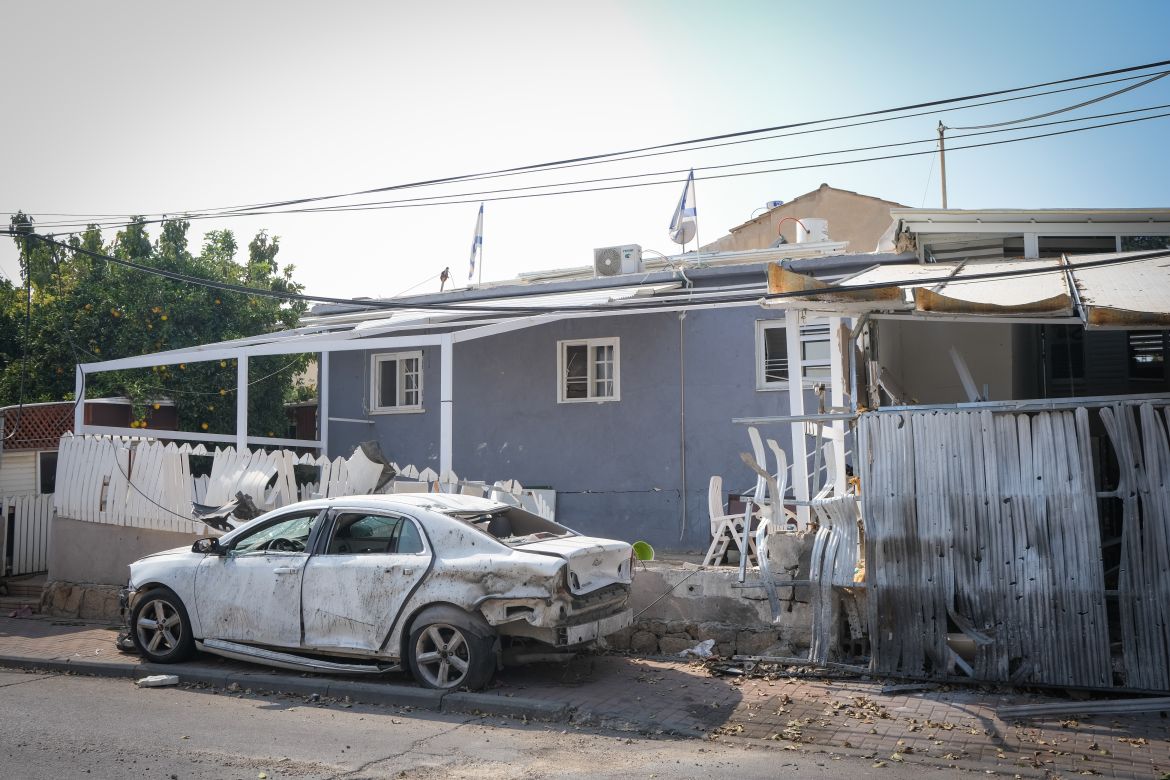 Ashkelon, Israel - A house in the southern Israeli city which a rocket fired by Hamas hit. The city sits roughly a dozen kilometres from the border with Gaza.