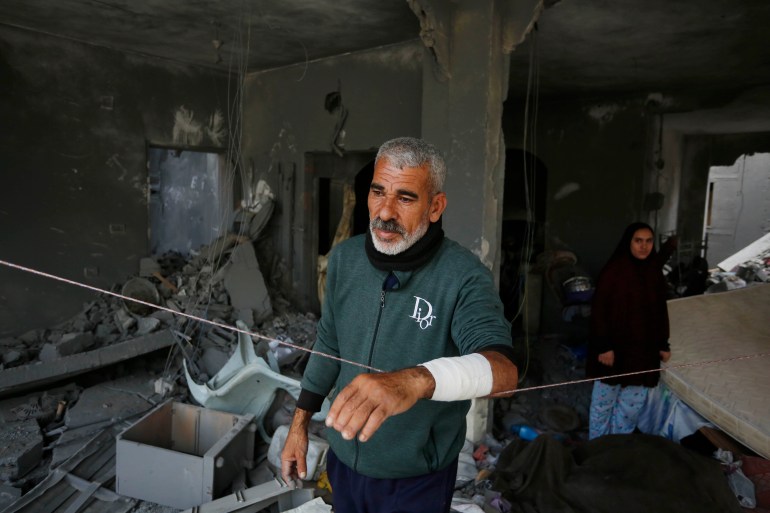 Khaled Naji's home, which he built brick by brick, was damaged in an Israeli air attack on October 10 in the town of Deir al-Balah in central Gaza Strip