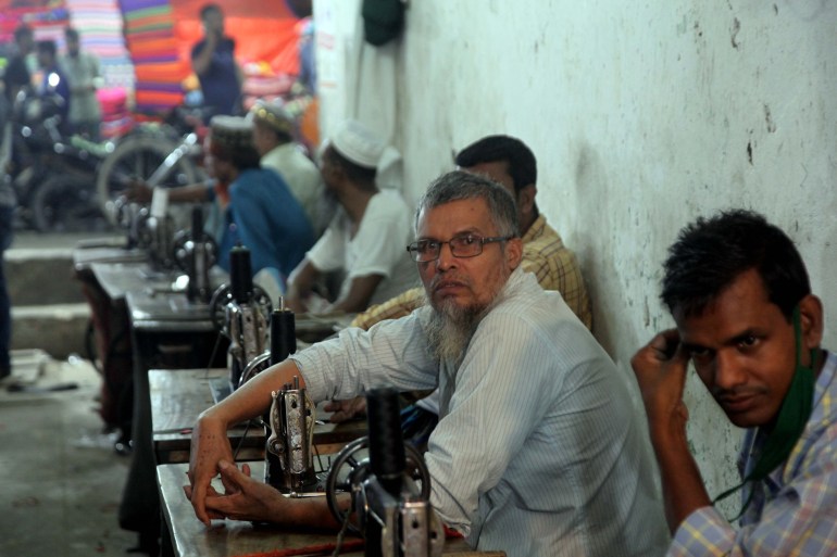 Tailor Samrat Mia and others were passing days without customers in Dhaka, Bangladesh