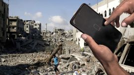 A mobile phone with no battery in Gaza
