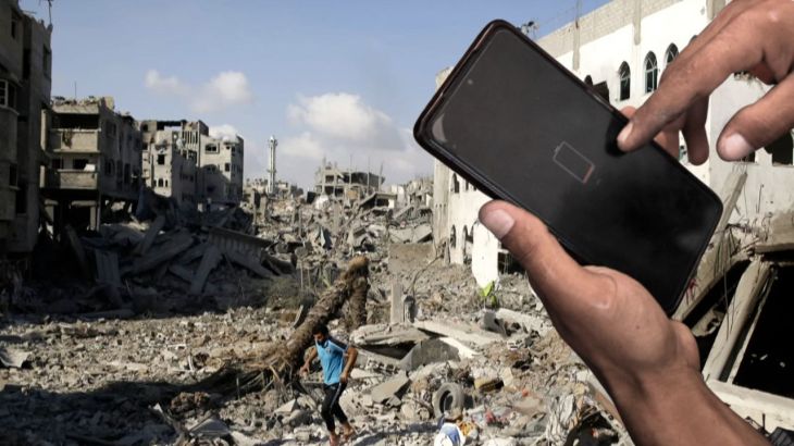 A mobile phone with no battery in Gaza