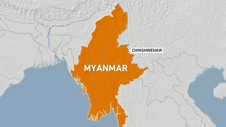 Mapa de Chinshewehaw, no norte de Mianmar. 