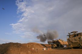An Israeli artillery unit fires during a military drill in the annexed Golan Heights near the border with Lebanon on November 2, 2023 [Jalaa Marey/AFP]