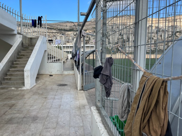 Nablus Municipal Stadium, housing Gaza workers stranded