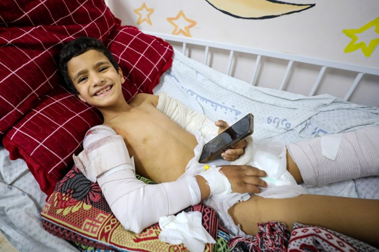 Abdullah Jabr and his family were all injured when their house collapsed on them after an Israeli missile struck their neighbour's home