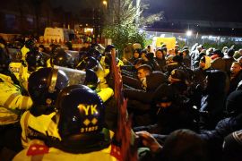 Five police officers were injured in clashes with fans outside Villa Park on November 30, 2023 [Carl Recine/Action Images via Reuters]