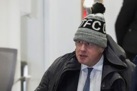 Former British Prime Minister Boris Johnson exits the UK COVID-19 inquiry on the second day of questioning to examine the response to the coronavirus disease