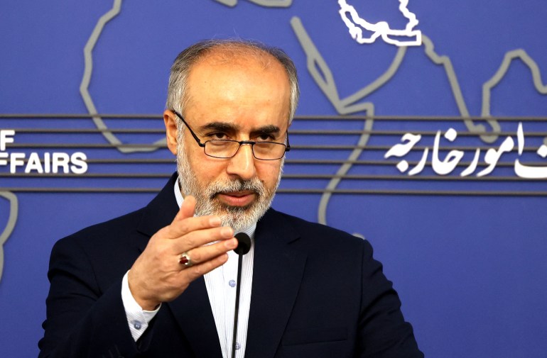 Iran's Ministry of Foreign Affairs spokesman Nasser Kanani speaks during a press conference