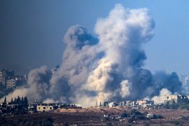 Smoke rising from buildings in northern Gaza after being hit by Israeli strikes [John Macdougall/AFP]