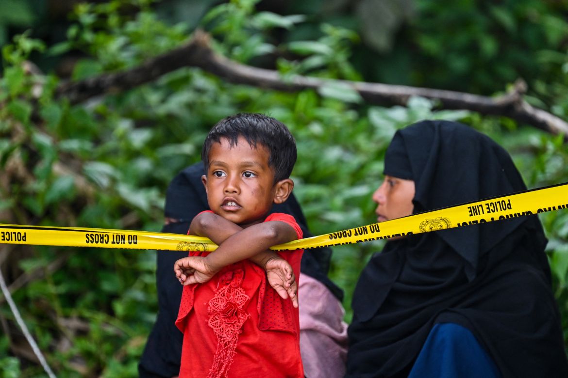 Rohingya refugees are seen at a beach on Sabang island, Aceh province on December 2