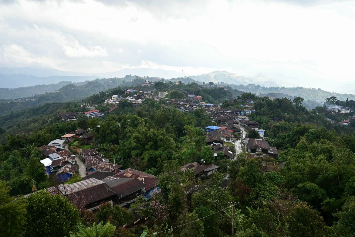 This photo taken on December 13, 2023 shows a general view of Namhsan Township during clashes between ethnic minority armed group Ta'ang National Liberation Army (TNLA) and Myanmar's military in northern Shan State.