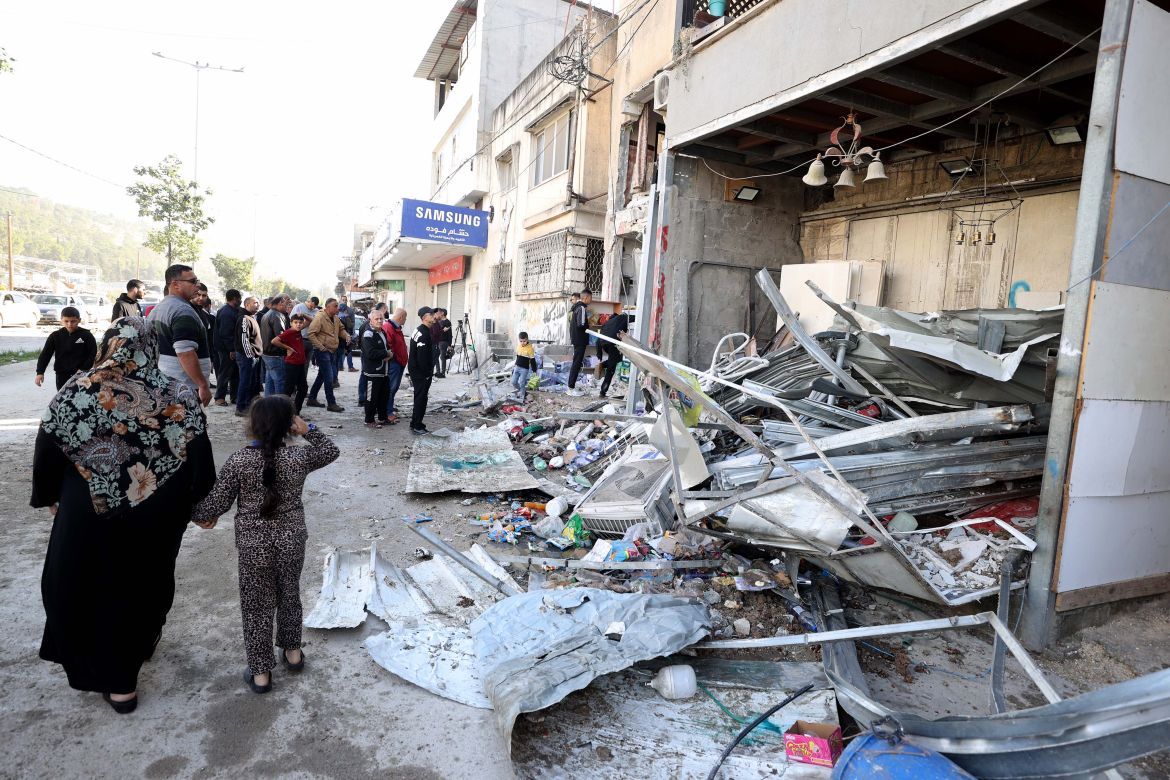 A view of destruction after 6 Palestinians killed in an Israeli attack carried out using unmanned aerial vehicles (UAV) targeting the Nour Shams refugee camp in Tulkarm, West Bank on December 17