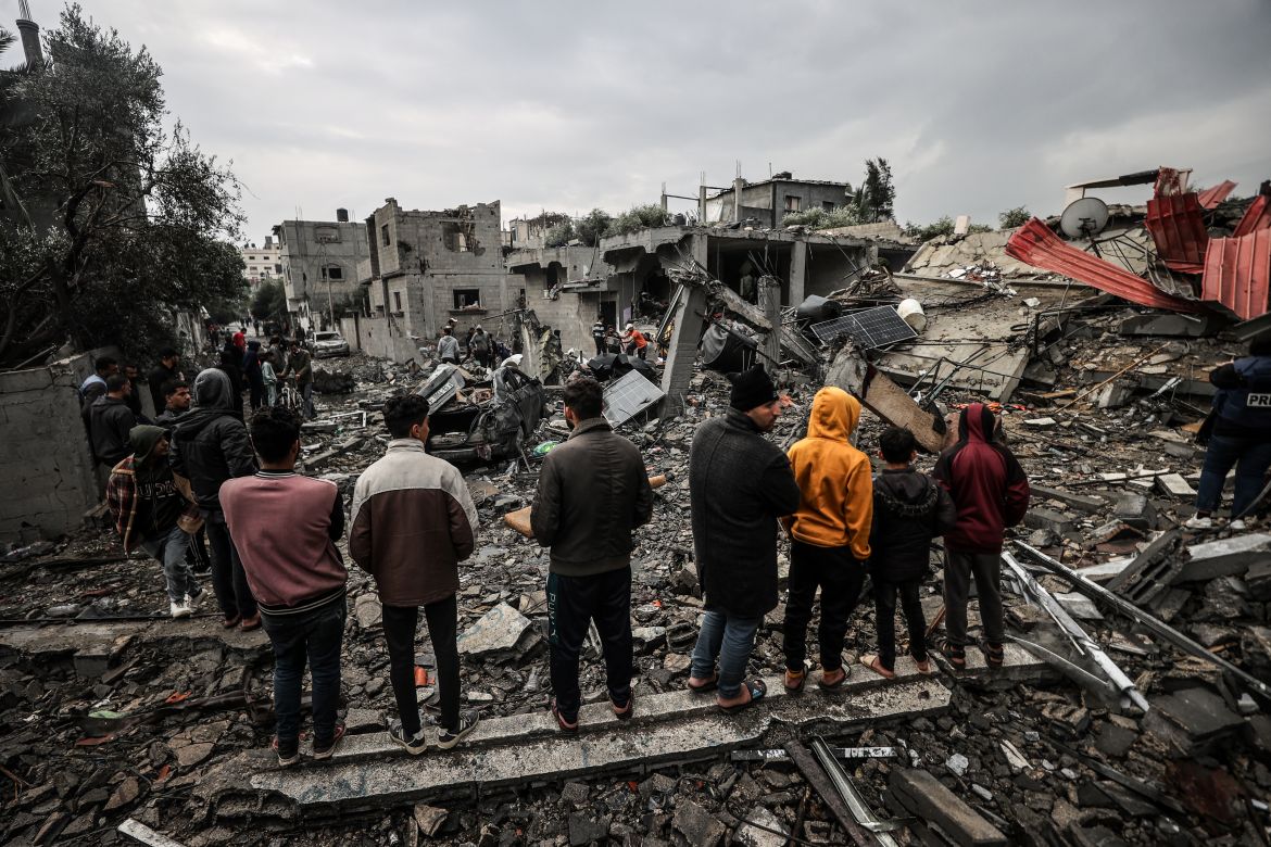 Search and rescue efforts for those trapped under rubble continue after Israeli airstrike hit civil residential area in al Maghazi refugee camp, Gaza on December 25