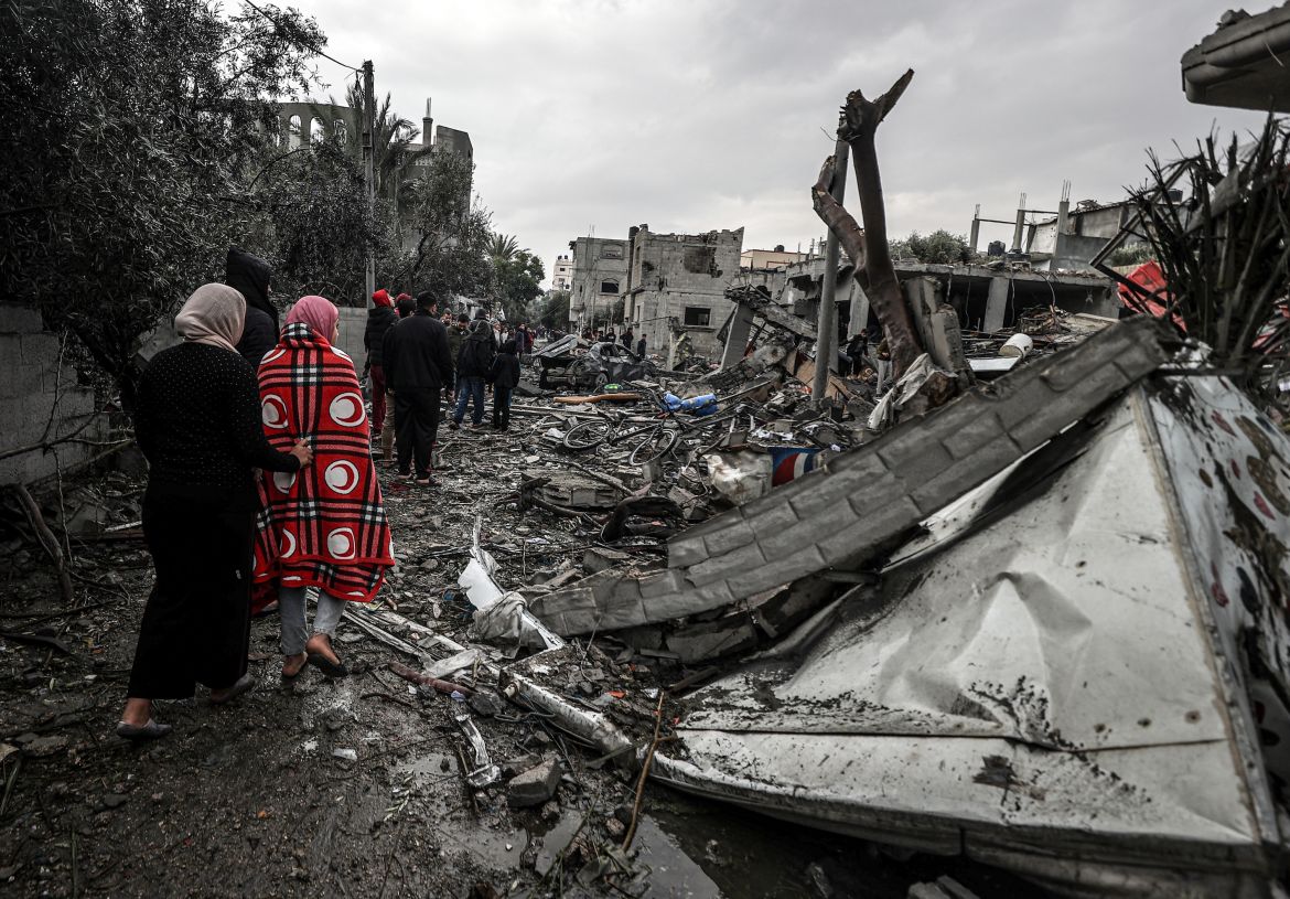 A view of destruction caused by an Israeli airstrike on a civil residential area in Maghazi refugee camp, Gaza on December 25, 2023. At least 70 people were killed in strikes in central Gaza's Maghazi refugee camp
