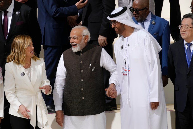 Modi with COP28 President Sultan al-Jaber and Italian premier
