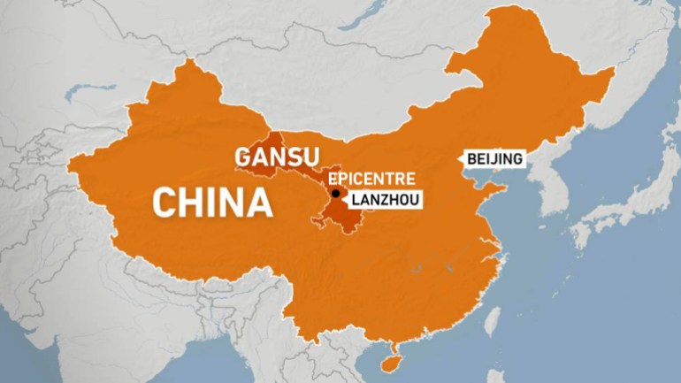 map of Gansu in China