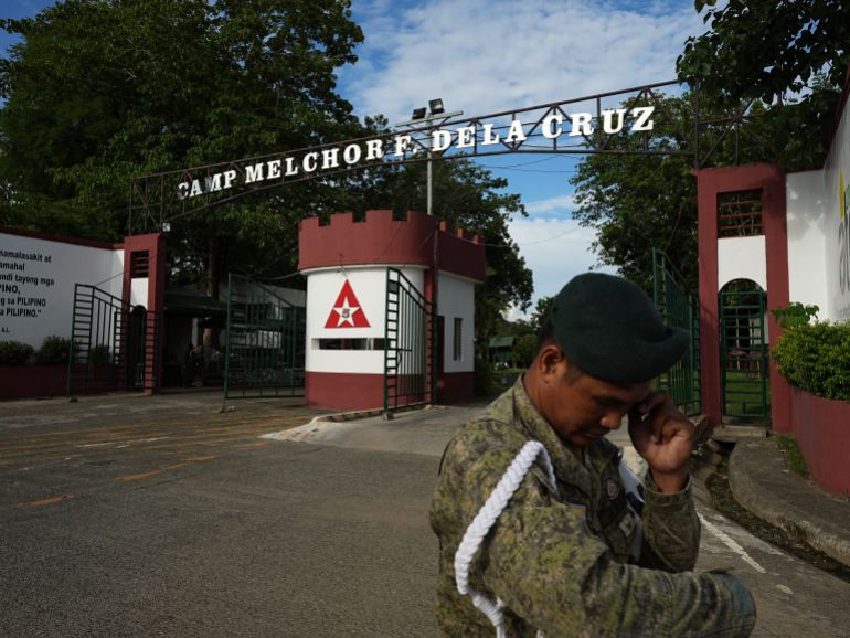 In this photo taken on August 24, 2023, a soldier guards the Camp Melchor F. Dela Cruz, one of the four new sites that the US military will have access to under an expanded military pact, located in northern Philippine province of Isabela.