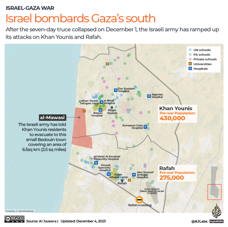INTERACTIVE - Israel Gaza War Map - Israel bombards Khan Younis and Rafah