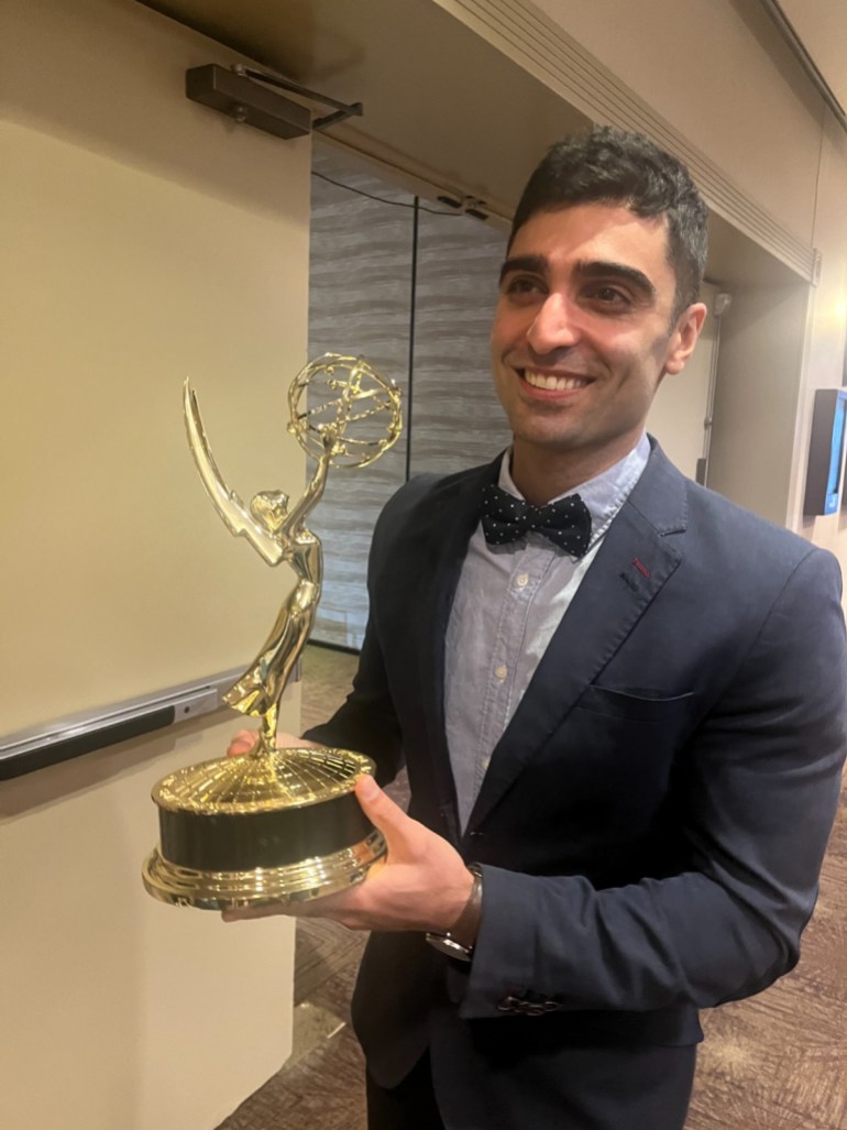 Yara with Emmy award