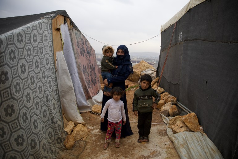 Yassmin Alhamou in her tent in IDP camp near Sarmada town, northern Idlib.